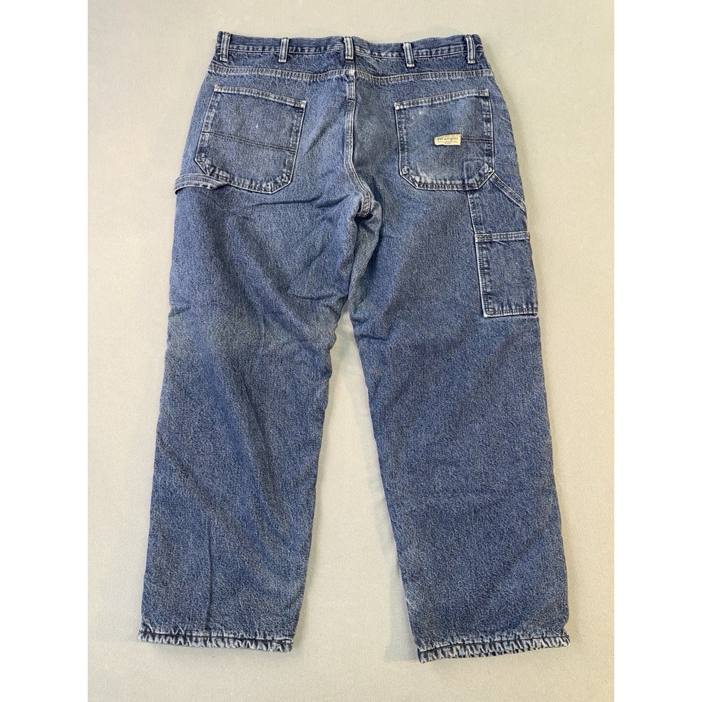 Men's Wranger Fleece Lined Carpenter Work Jeans Blue Size 36x30 - Picture 2 of 9